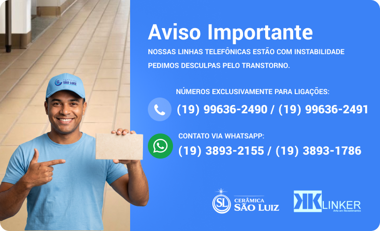 Aviso importante — instabilidade nas linhas telefônicas